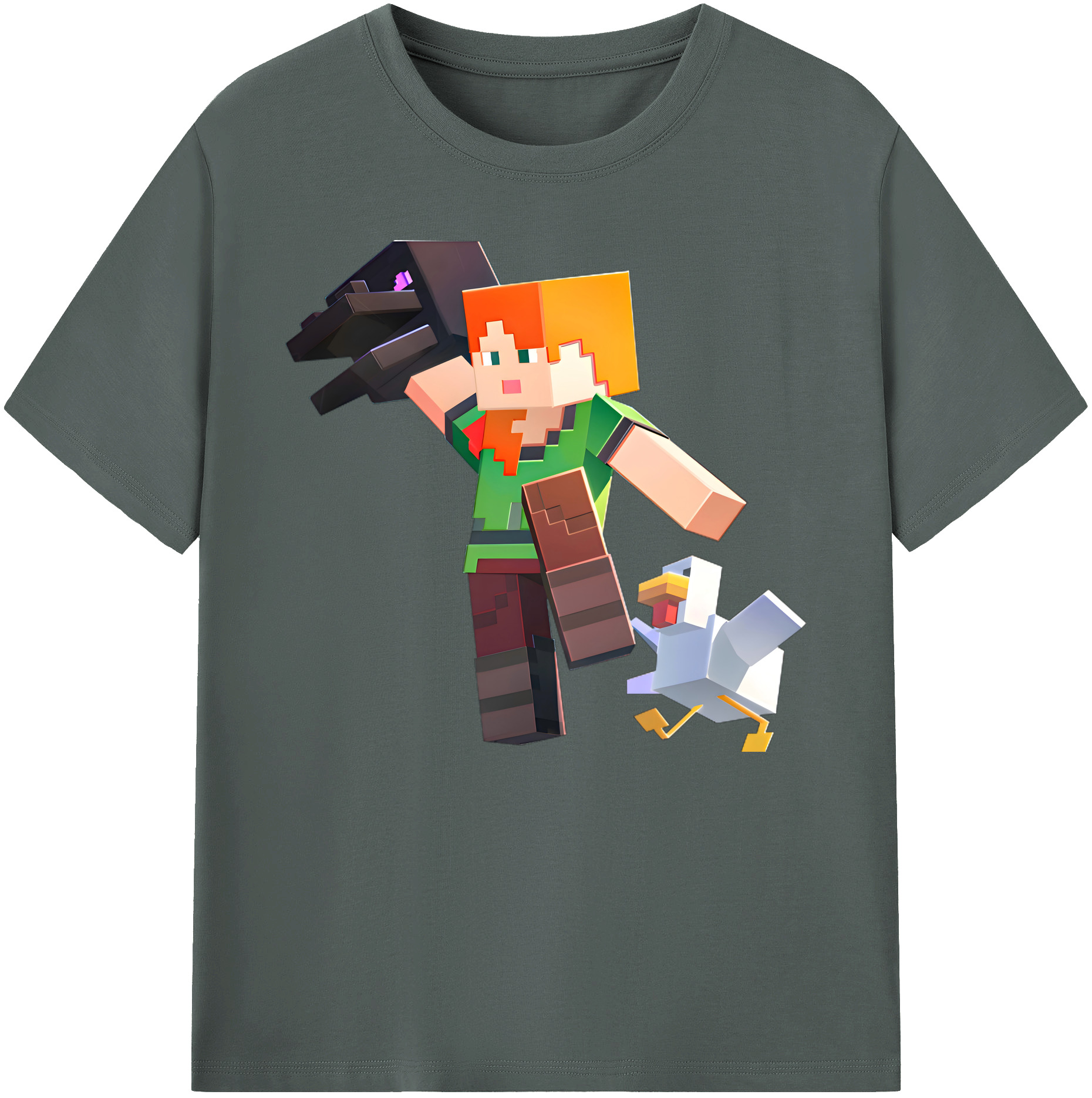 （画像用） マインクラフト ブロックの世界 Minecraft MC Block world 綿100％ メンズ半袖Tシャツ｜肌触りやわらか＆通気性